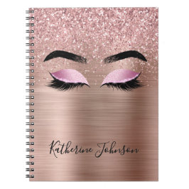 Glam Ro Guld Glitter Beauty Lash Monogram Anteckningsbok
