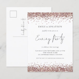 Glam Ro Guld Glitter Bröllop Evening Party Inbjudan Vykort