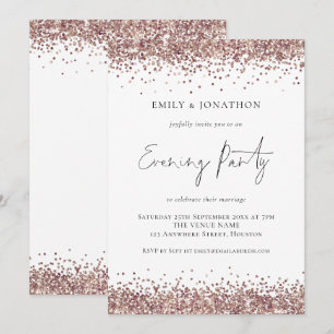 Glam Ro Guld Glitter Bröllop Evening Party Inbjudningar