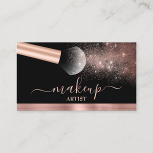 Glam Ro Guld Glitter Brush Makeup Artist Salon Visitkort
