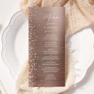 Glam Ro Guld Glitter Brushed Metall Bröllop Meny