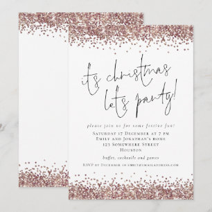 Glam Ro Guld Glitter, dess julnummer Party Inbjudningar
