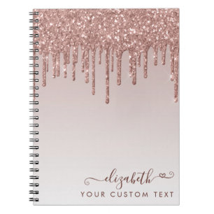 Glam Ro Guld Glitter Drives Elegant Heart-skript Anteckningsbok
