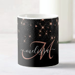 Glam Ro Guld Glitter Elegant Luxury Monogram Kaffemugg<br><div class="desc">Skapa din egen personlig svart och ro guld diamant gnistra kaffe mugg med anpassningsbar monogram och namn.</div>