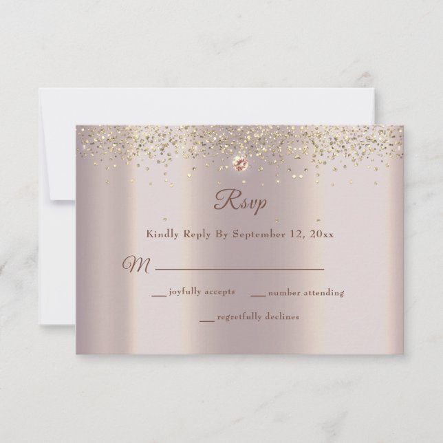 Glam Ro Guld Glitter Gnistra Bröllop OSA Kort (Framsida)