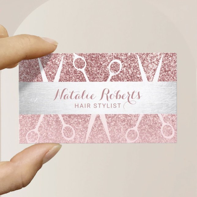 Glam Ro Guld Glitter Hair Stylist Beauty Salon Visitkort (Skapare uppladdad)