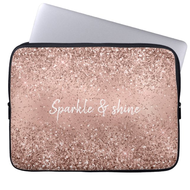 Glam Ro Guld Glitter Laptop Fodral (Framsidan)