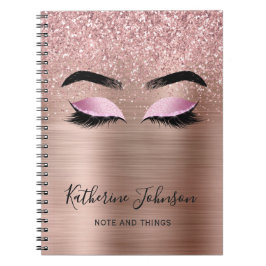 Glam Ro Guld Glitter Lash Beauty Monogram Anteckningsbok
