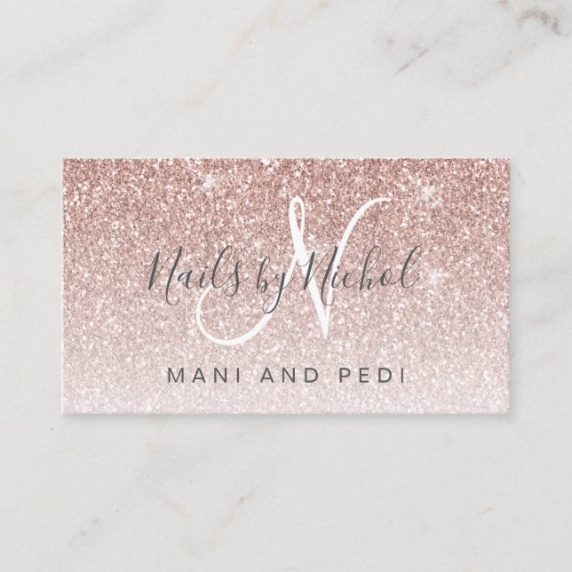 Glam Ro Guld Glitter Mani Pedi Nagel Studio Visitkort (Framsida)