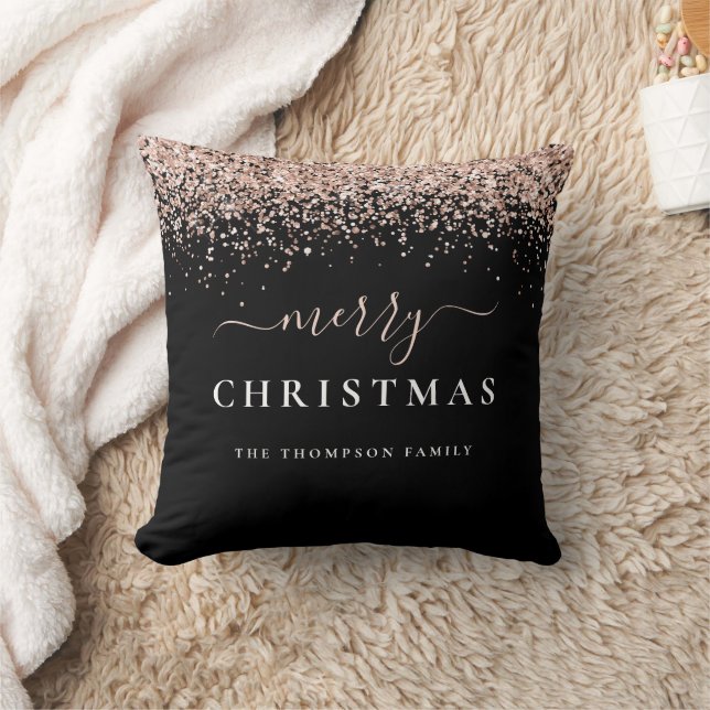 Glam Ro Guld Glitter Namn Black God jul Kudde (Filt)