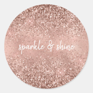 Glam Ro Guld Glitter Runt Klistermärke