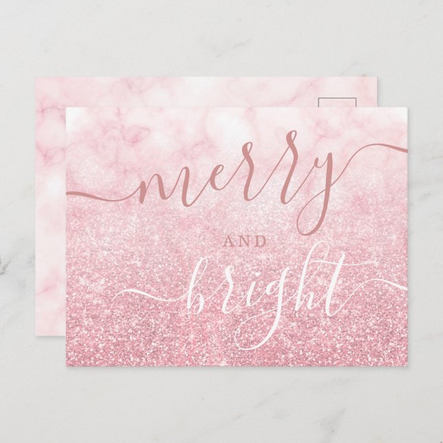 Glam Ro GULD jul Helgdag Marble Helg Vykort (Fram/baksida)