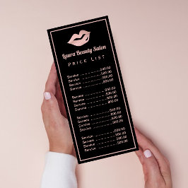 Glam Ro Guld Läppar & Black Pris List Services Reklamkort