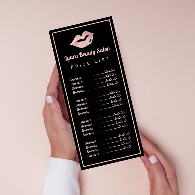 Glam Ro Guld Läppar & Black Pris List Services Reklamkort (Skapare uppladdad)
