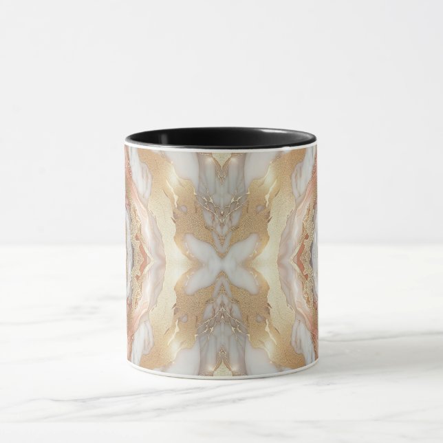 Glam Ro Guld Luxurious Trendig Marble Butterfly Mugg (Center)