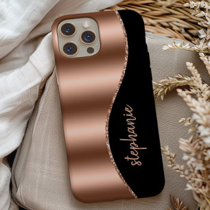 Glam Ro Guld Namnteckning Faux Foil Wave Black