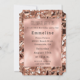 Glam Ro Guld Squares Inbjudningar