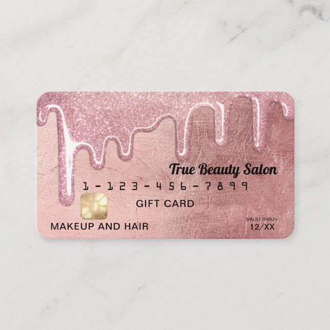 Glam Ro Guld Thick Glitter Drift Gbit Kredit Visitkort (Framsida)