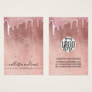 Glam Ro Guld Thick Glitter Drips Logotyp Ökning Visitkort