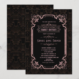 Glam Ro Guld Underbar Gatsby Sweet sixteen Inbjudningar