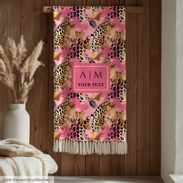 Glam ro guld, vattenfärgsleopard skin ull fleecefilt (Glam rose gold watercolor leopard skin fleece)