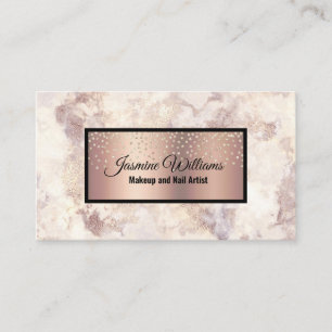 Glam Ro Guld Veiny Marble och Gold Foil Glitter Visitkort