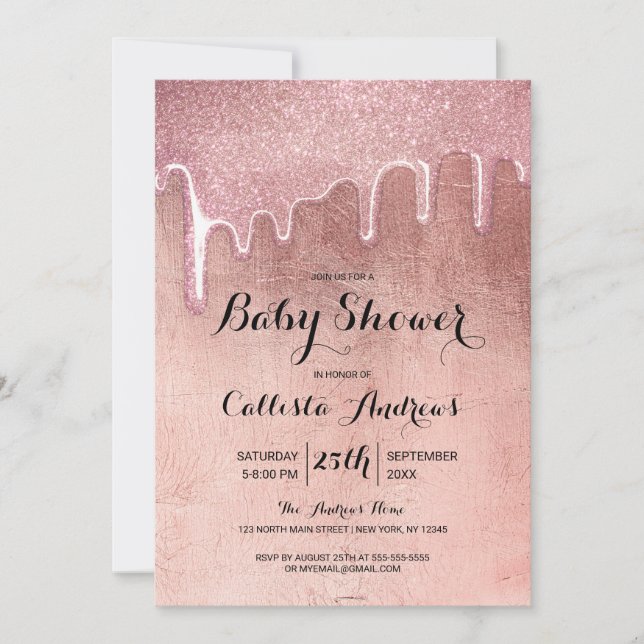 Glam Ro Thick Glitter Drives Baby Shower Inbjudningar (Framsida)
