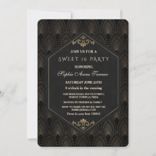 Glam Roaring 20:s Underbara Gatsby Art Deco Sweet Inbjudningar