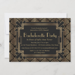 Glam Roaring 20:s Underbara Gatsby Bachelorette Pa Inbjudningar