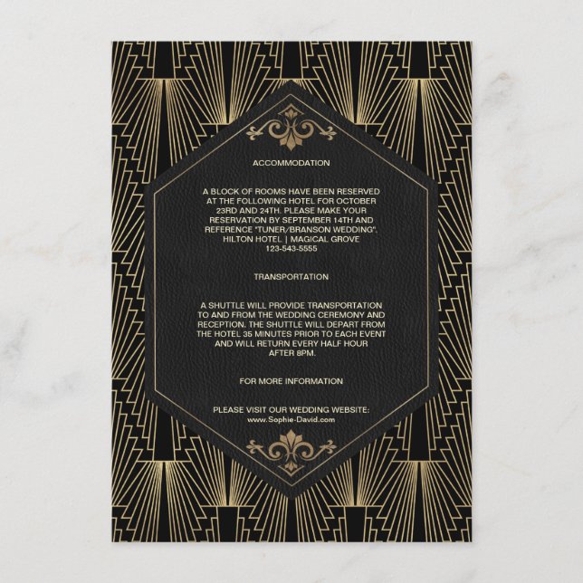 Glam Roaring 20s Gatsby Wedding Accommodation Tilläggskort (Framsida)