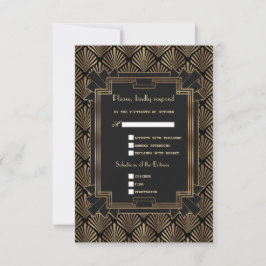 Glam Roaring 20's Guld Black Underbar Gatsby Bröll OSA Kort