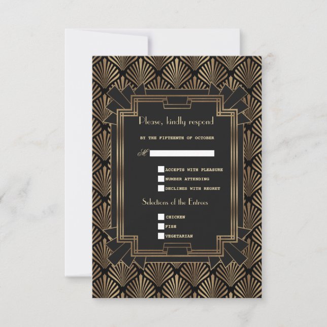 Glam Roaring 20's Guld Black Underbar Gatsby Bröll OSA Kort (Framsida)