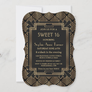 Glam Roaring 20's Underbar Gatsby Art Deco SWEET 1 Inbjudningar