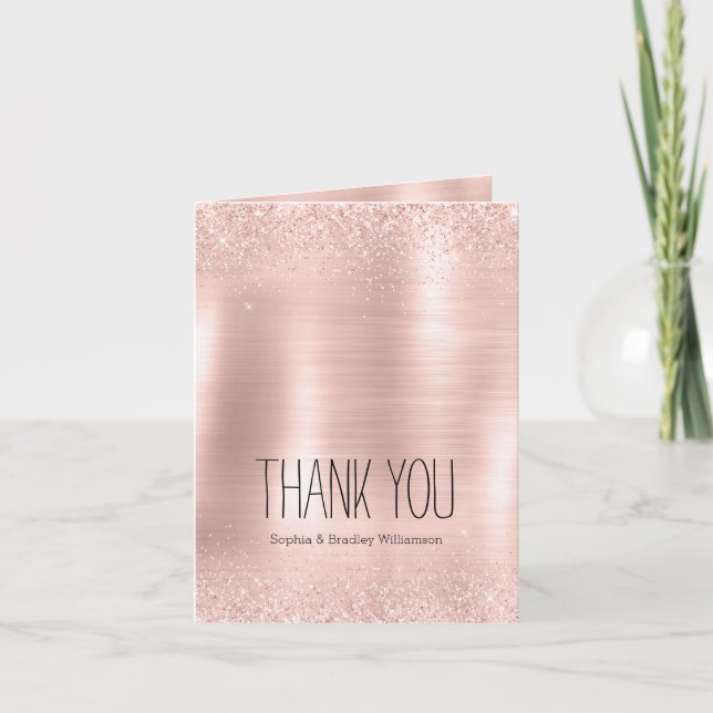 Glam Röda Glitter Tack Kort (Framsida)