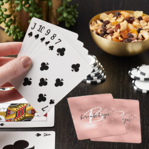 Glam Röda Trendy Script Monogram Casinokort