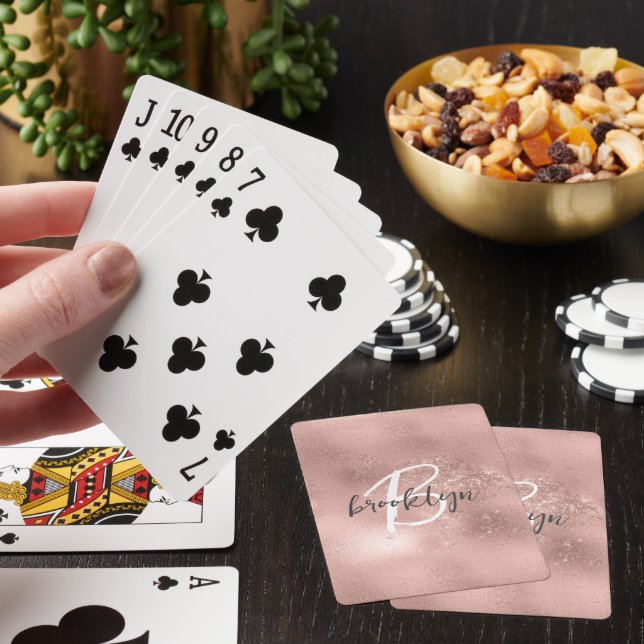 Glam Röda Trendy Script Monogram Casinokort (På plats)