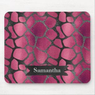 Glam rosa Black animal print glitter personlig Musmatta
