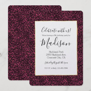 Glam Rosa Black Leopard Skriv ut Inbjudningar