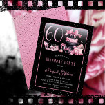 Glam Rosa Black Mode 60:e Födelsedagsfesten Inbjudningar<br><div class="desc">Glamorös Fransk-inspirerad, rosa och svart 60-årsdesign med en hatt-kaka, rosa stilettos och en makeup-påse bland olika oöppnade presenter- och lusartade muffinsar. Perfekt för att fira födelsedag i tillfälle. Ålder skapas i ett ej redigerbart faux rosa glitter-teckensnitt. Meddelandedesigner om du behöver den här ändringen för en annan ålder än vad som...</div>