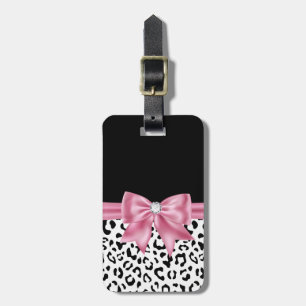 Glam Rosa Bow Diamond Black Snö Leopard Bagagebricka