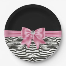 Glam Rosa Bow Diamond Zebra tryck Black
