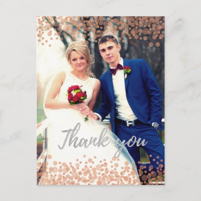 Glam Rosa Bubbles Chic Calligraphy - tackkort Vykort (Framsida)