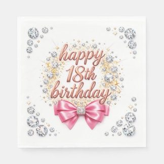 Glam Rosa Diamant Glad 18-årsdag Design med Pappersservett