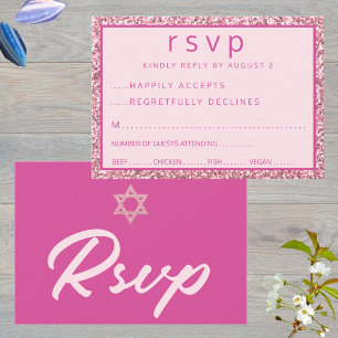 Glam Rosa Elegant Star of David Bat mitzvah OSA Kort