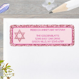 Glam Rosa Elegant Star of David Bat mitzvah Returadress Etikett