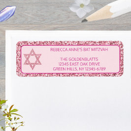 Glam Rosa Elegant Star of David Bat mitzvah Returadress Etikett