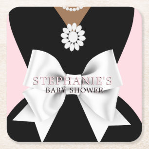 Glam Rosa Ethnic Finare Tiffany Theme Baby Shower Underlägg Papper Kvadrat
