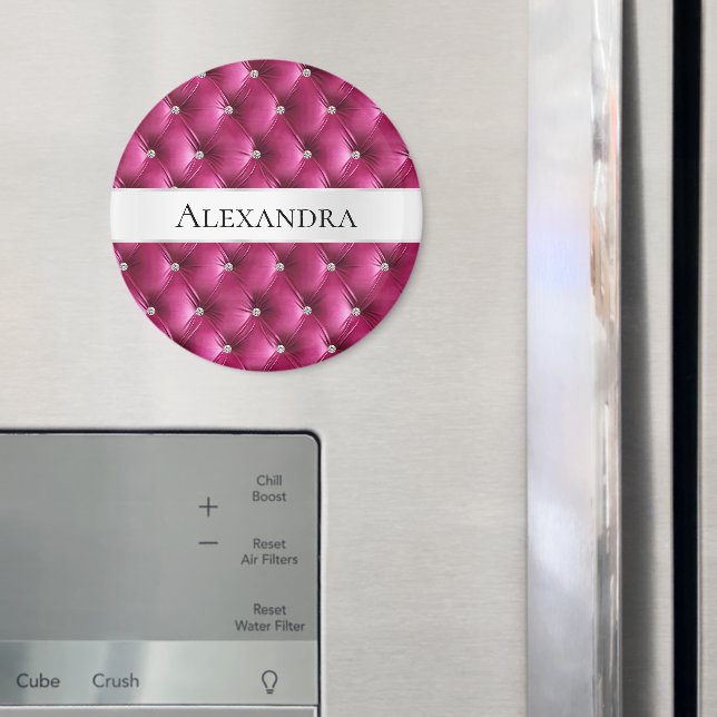 Glam Rosa faux Velvet Luxury Namn Magnet (In Situ (Fridge))