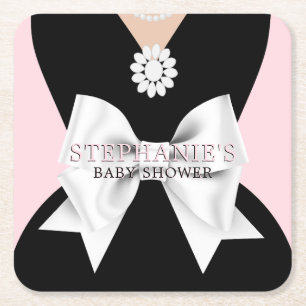 Glam Rosa Finare Tiffany Theme Baby Shower Underlägg Papper Kvadrat