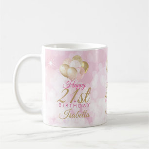 Glam Rosa Glitter-ballonger 21:a födelsedagen Kaffemugg